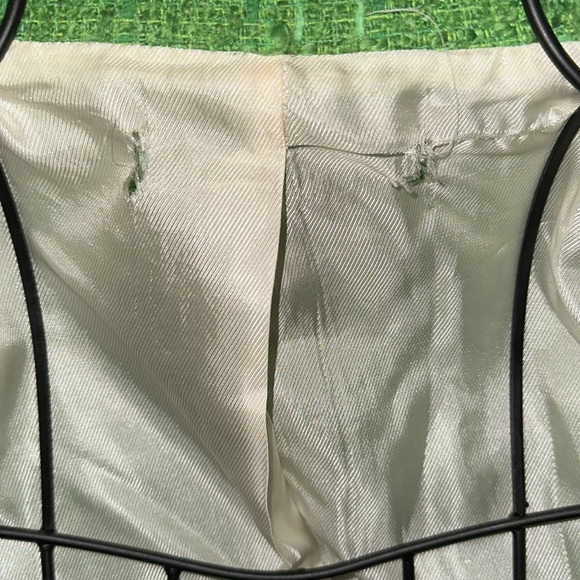 Zara Double Breasted Textured Weave Tweed Blazer Jacket Green - Picture 4 of 5